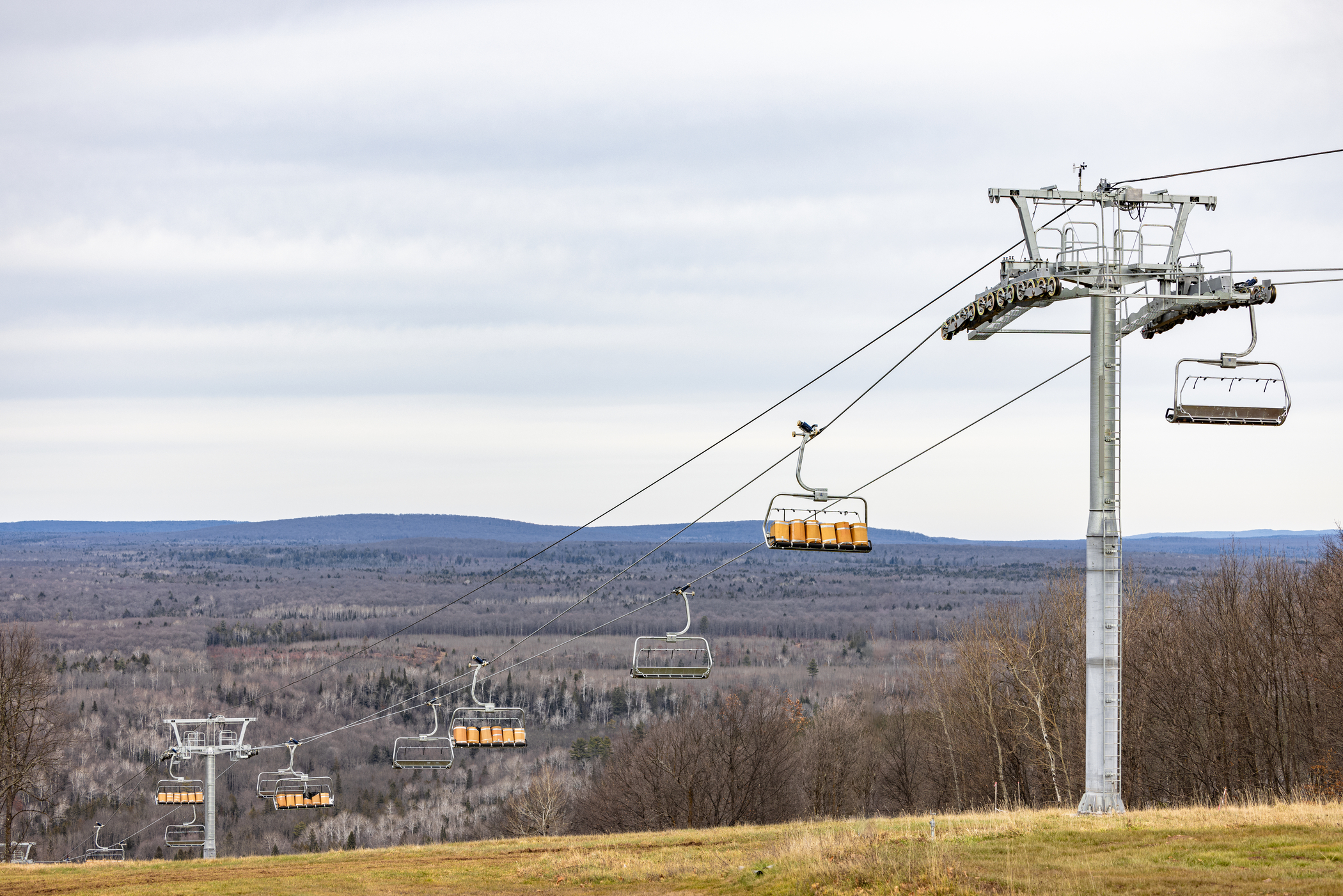 Boxes on a chairlift.