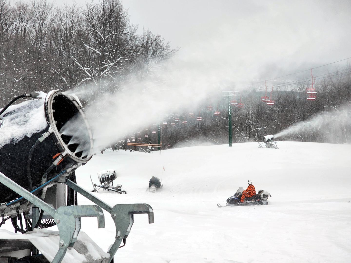 snowgun blowing snow