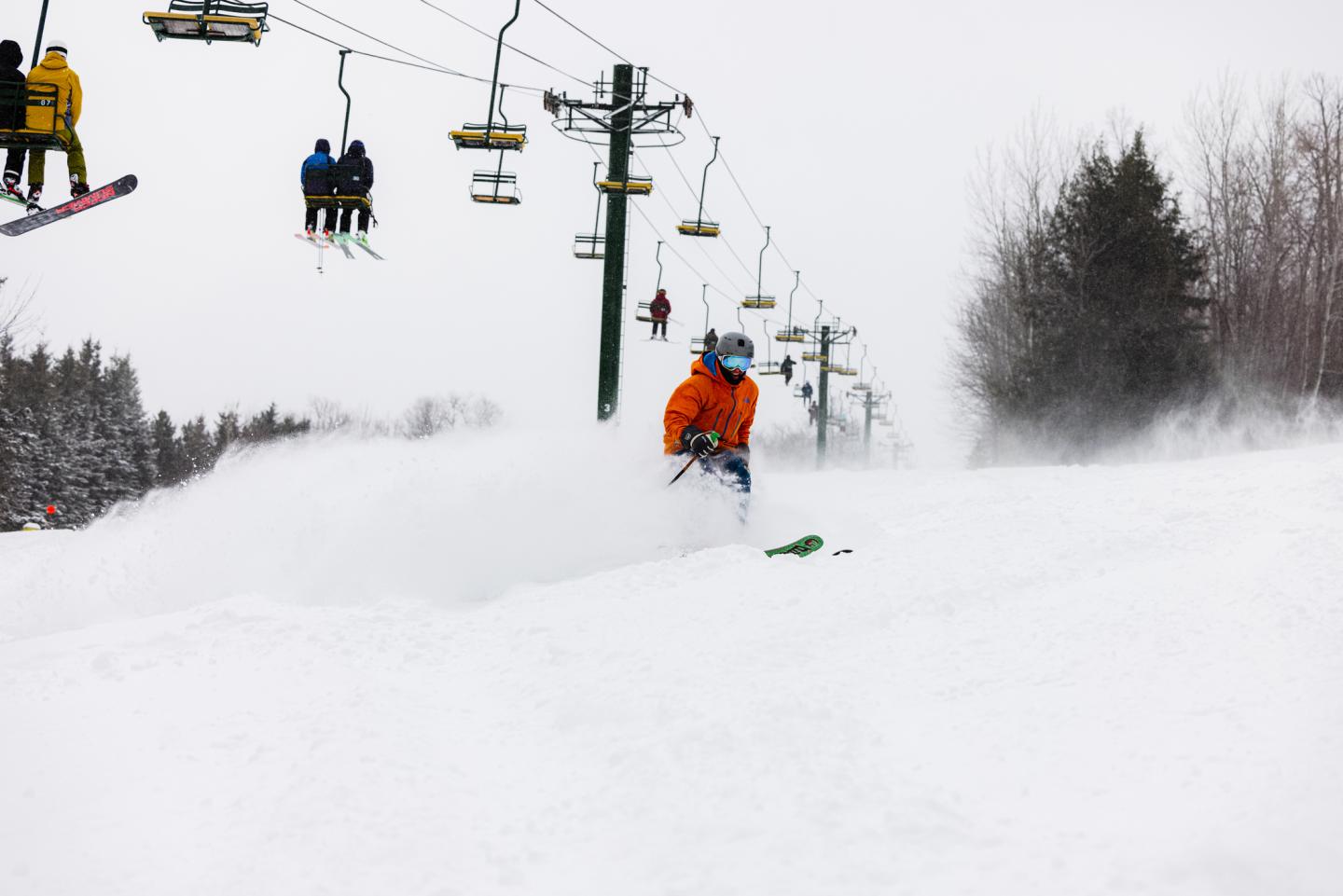 skiing in powder