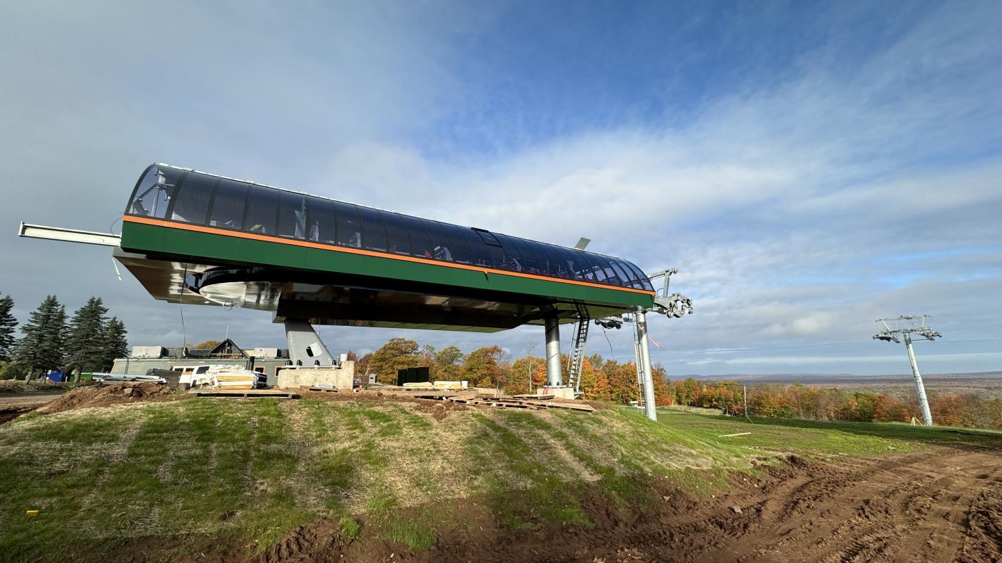 Ski lift terminal nearing completion.