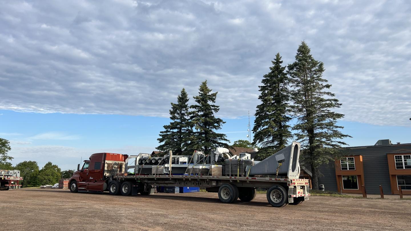 Loaded truck awaits unloading at Jackson Creek Summit.