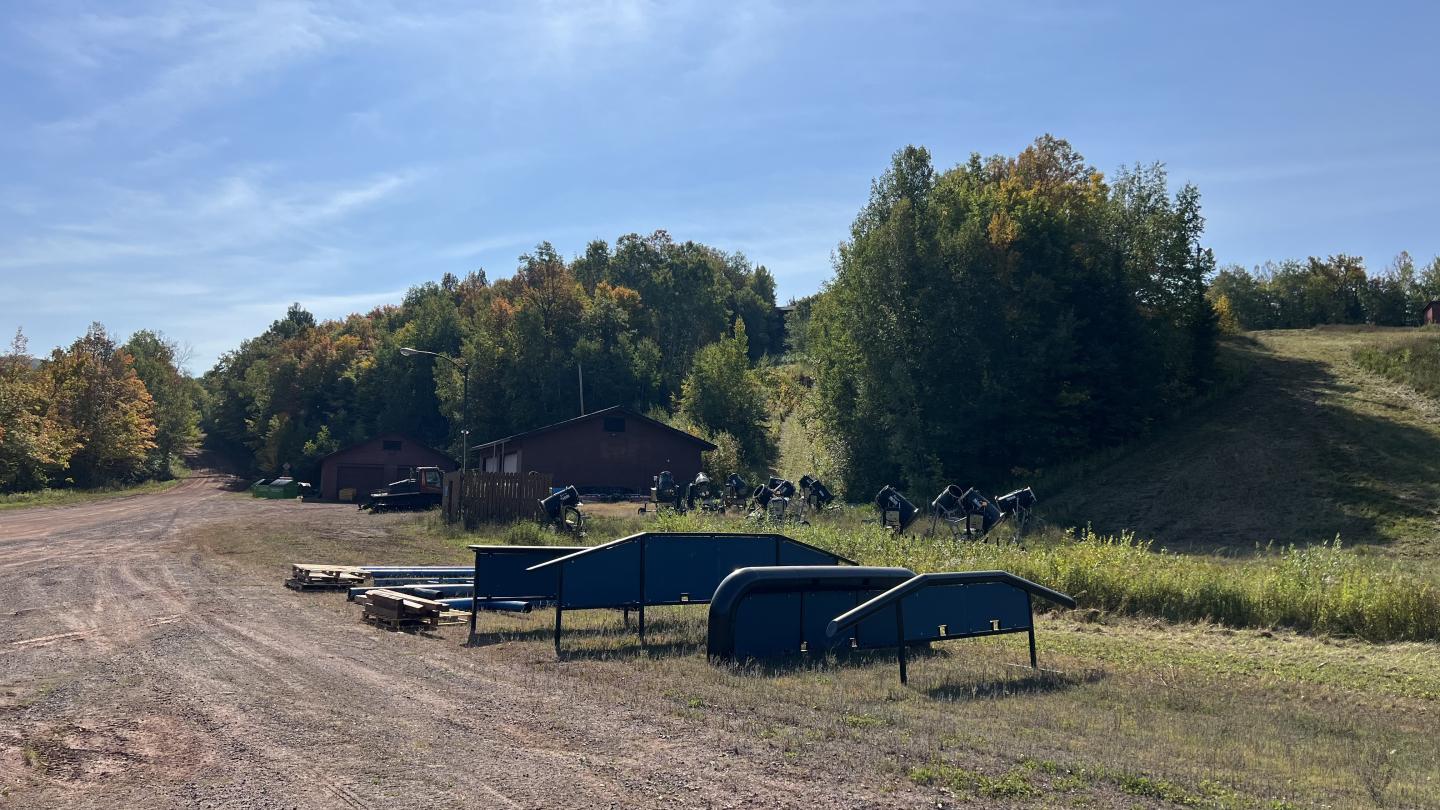New terrain park features staged at the bottom of Uncharted Park.