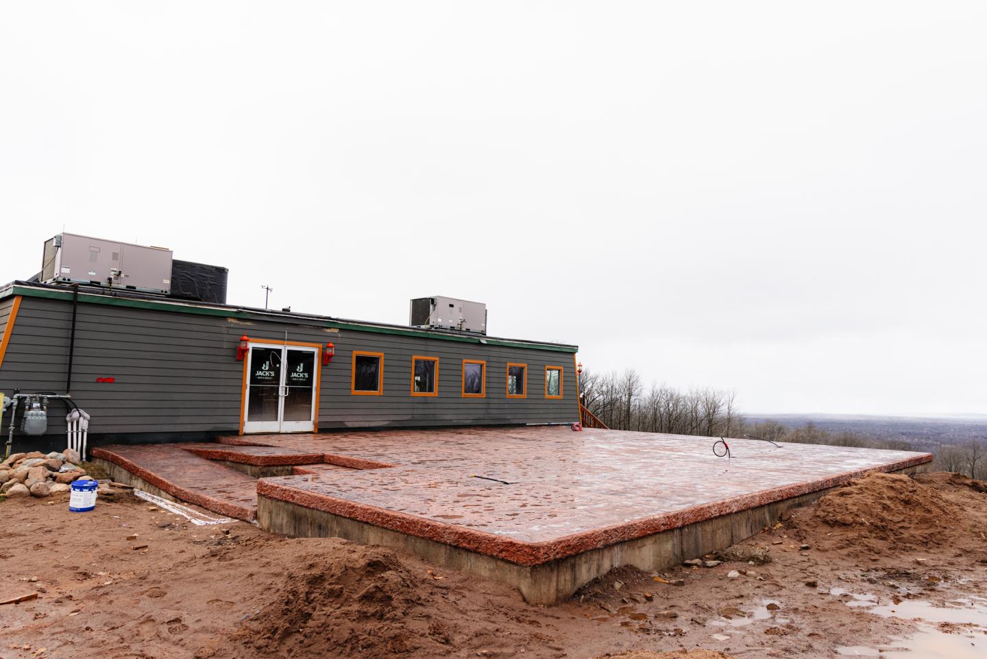 Freshly poured patio outside Jack's Bar and Grill