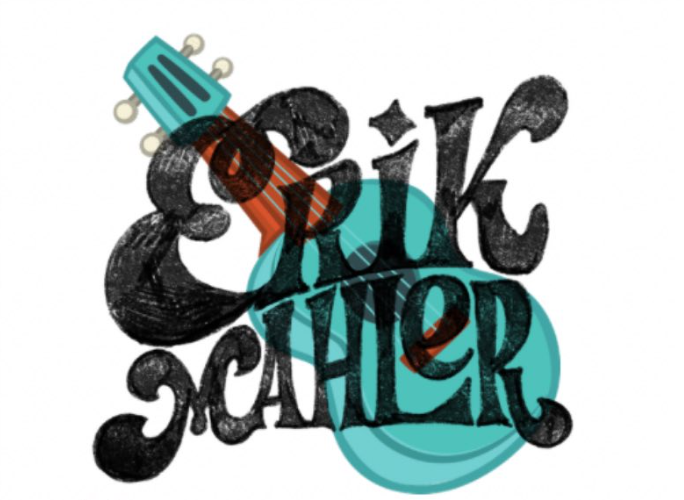 A stylized logo with black text and a turquoise ukulele.